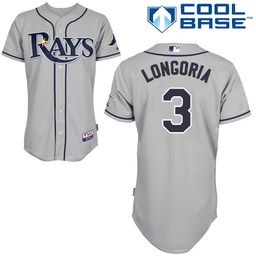 Evan Longoria #3 MLB Jersey-Tampa Bay Rays Men's Authentic Road Gray Cool Base Baseball Jersey